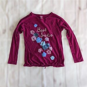 Carter’s Kid’s Girls Best Sister Long Sleeve Shirt Size 10/10A Purple Maroon Tee